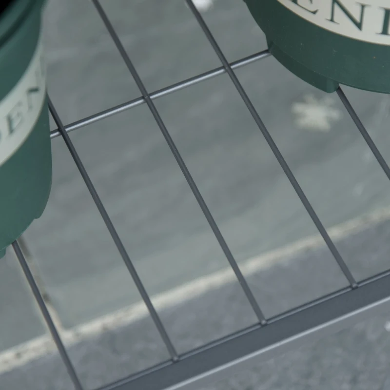 Outsunny Metal Raised Garden Bed with Wheels, Mobile Planter Box with Bottom Shelf for Plants and Flowers, Outdoor, Grey