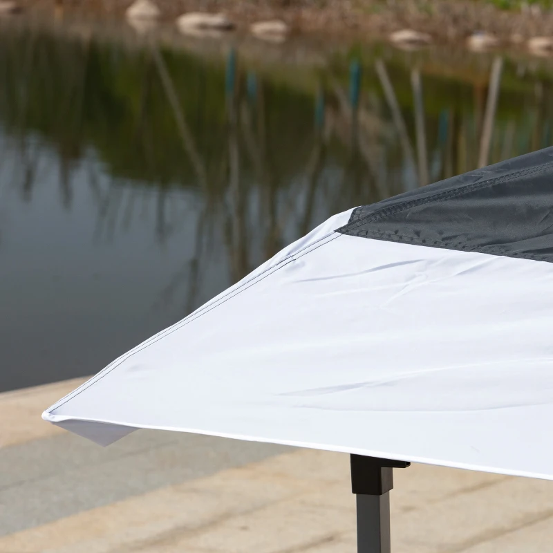 Outsunny 3.5 x 3.5m Pop Up Gazebo Outdoor Garden Party Tent Canopy with Double Roof, 3-Level Adjustable Height and Roller Bag, Steel, Dark Grey & White