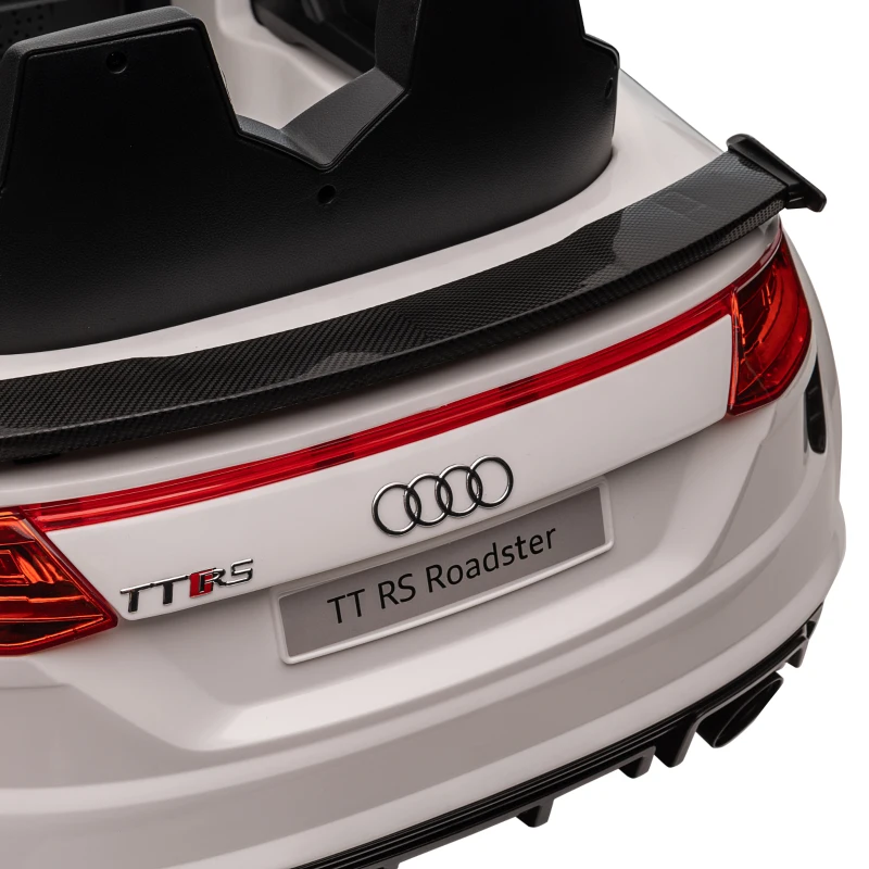 HOMCOM Carro Elétrico Audi TT para Crianças acima de 3 Anos com Controlo Remoto Música e Luzes Bateria 12V 102x60x44 cm Branco