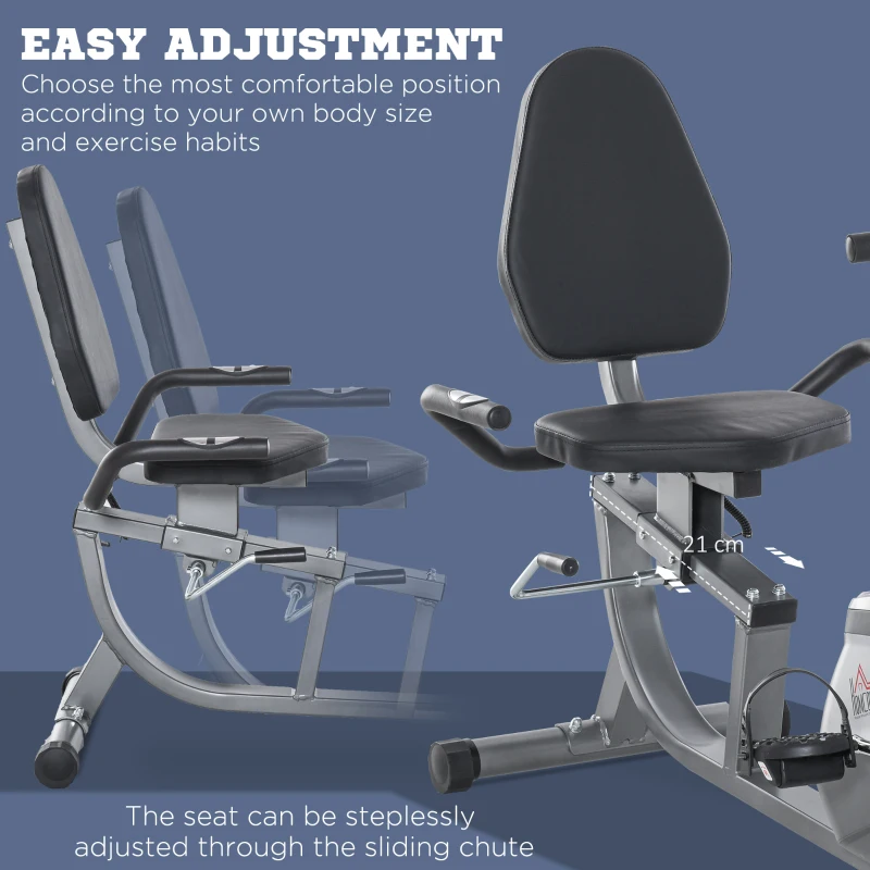 Soozier/HOMCOM Exercise Training Bike 8 Adjustable Resistance Cycling Bike Workout Stationary, Pad Holder Bottle Holder w/ LCD Monitor, Grey(m-5)