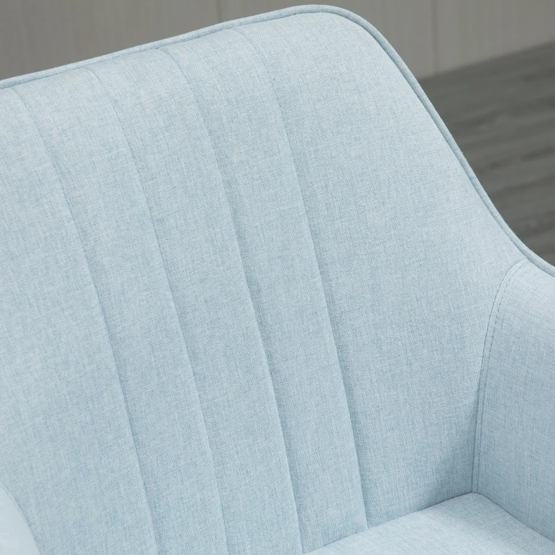 HOMCOM 2er Set Esszimmerstühle Essstühle Polsterstuhl mit atmungsaktivem Leinenbezug Wohnzimmerstuhl Sessel Küchenstuhl mit Rückenlehne Armlehne Leinen Blau 59,5 x 56,5 x 81 cm