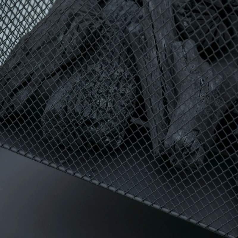 Outsunny Portable Fire Pit with Poker, Square Wood Burning Firepit Bowl for Garden and Camping,  Black