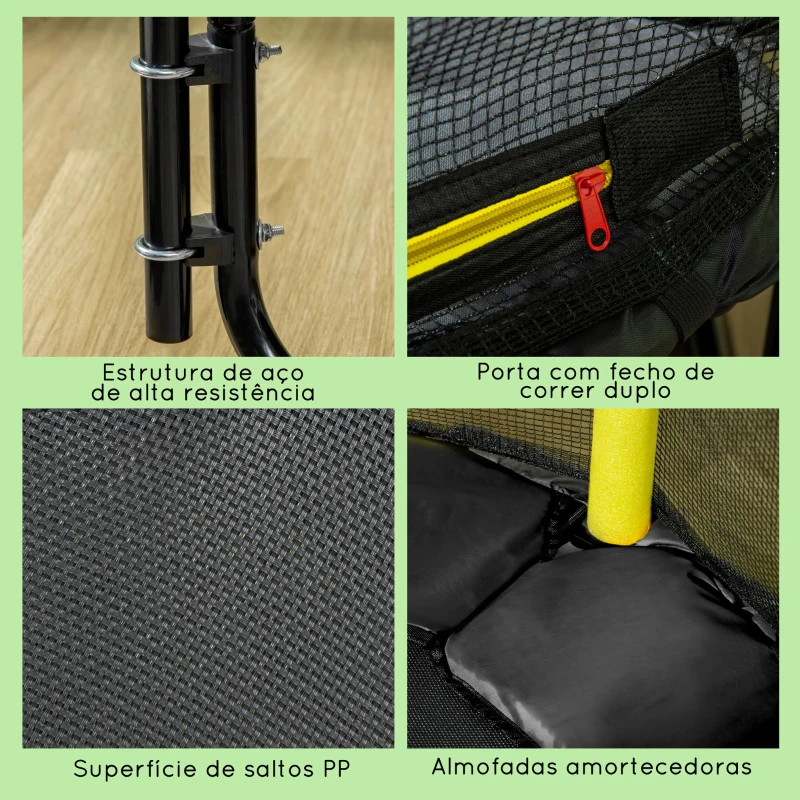 ZONEKIZ Trampolim Infantil com Rede de Segurança Barra Ajustável para Interior e Exterior Ø140x120-140 cm Preto