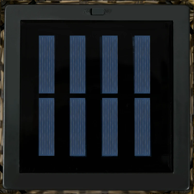 Outsunny Lámpara Solar de Ratán Sintético con Luces LED Encendido/Apagado Automático para Exterior 15,5x15,5x69 cm Arena