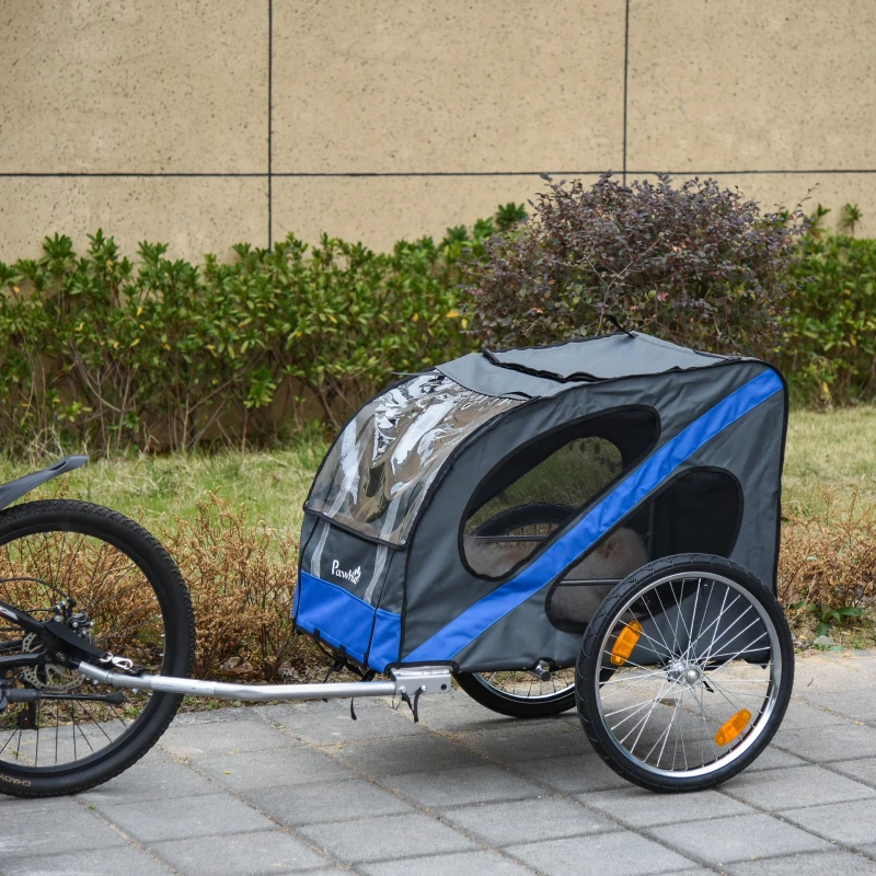 PawHut Dog Bike Trailer, Metal Pet Cart Carrier for Bicycle Kit Water Resistant with Safety Harness, Reflectors, for Large Dogs