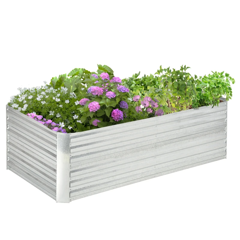 Outsunny Carré potager de jardin rectangulaire tubes de renforcement acier galvanisé 180 x 90 x 59 cm