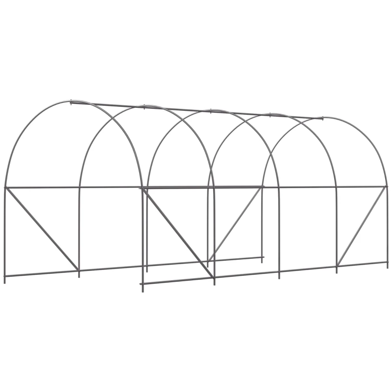 Outsunny Sera tunel cu 8 ferestre si usa rulanta, sera de gradina tunel pentru plante, 5x2x2m, alb(m-7)