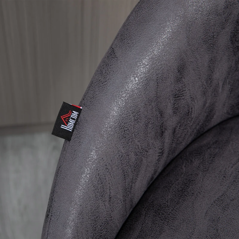 HOMCOM Brown Leather Bar Stools with Backs, Adjustable for Kitchen Islands Set of 2, Swivel Breakfast with Footrest, Armrests