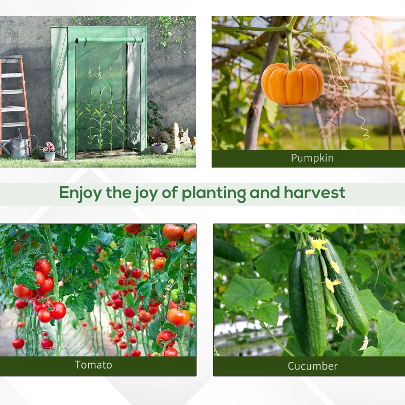 Outsunny 100 x 50 x 150cm Outdoor Tomato Greenhouse with Roll-up Door, Steel Frame PE Cover, for Backyard, Balcony, Garden, Green