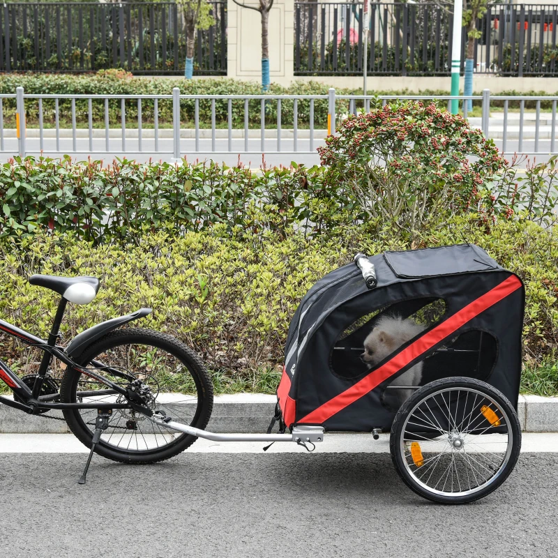 PawHut Dog Bike Trailer, Metal Pet Cart Carrier for Bicycle Kit Water Resistant with Safety Harness, Reflectors, for Large Dogs