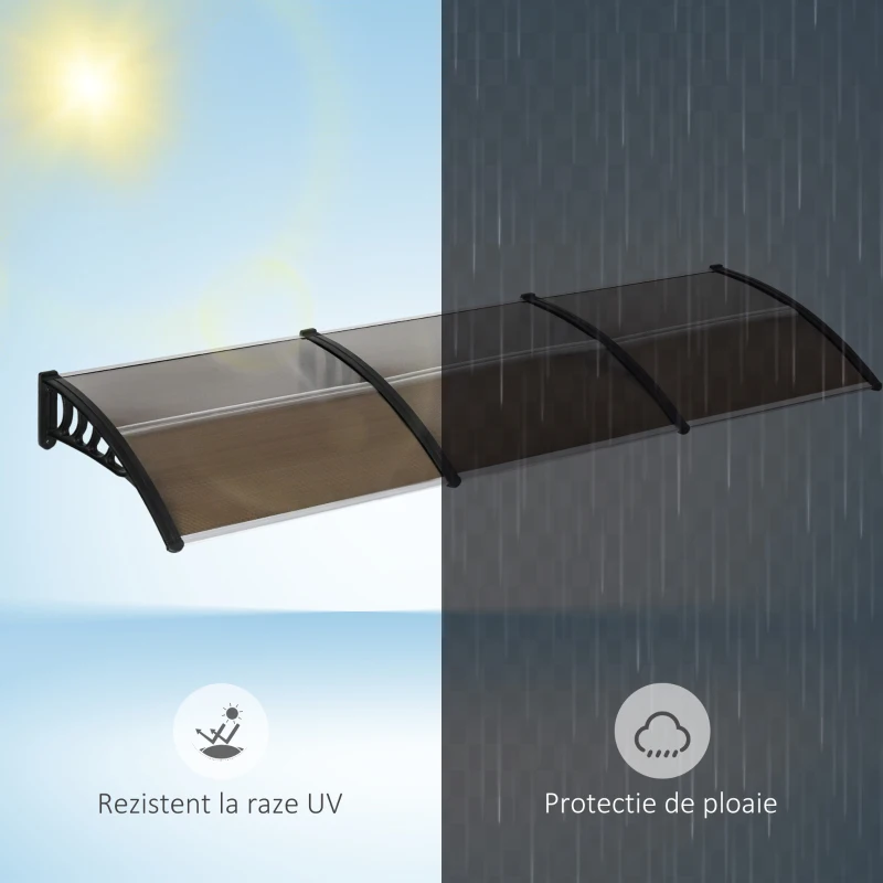 Outsunny Copertina Exterior 300×100 cm – Policarbonat & Aluminiu Maro