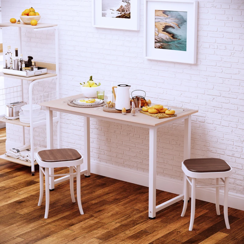 HOMCOM Computer Desk W/ White Metal Frame MDF, 120W x 60D x 76Hcm-Oak Grain Tone