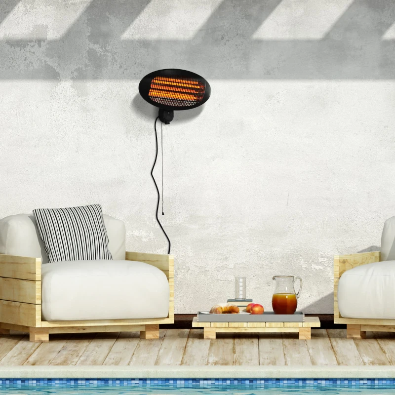 Outsunny Wall Mount Electric Infrared Patio Heater Warmer Aluminium 3 Power Setting 2kW