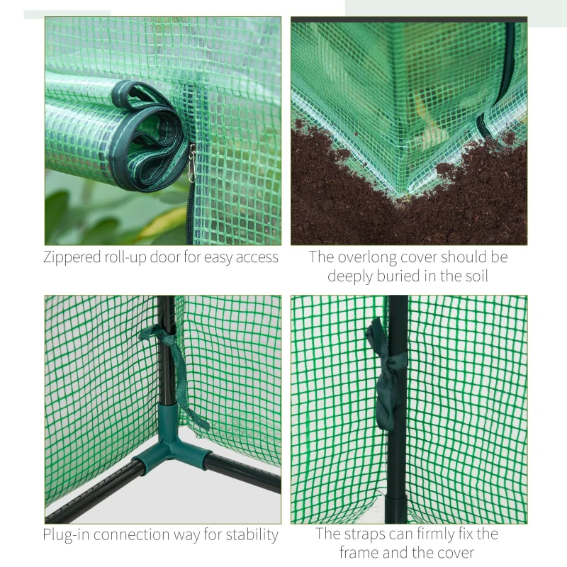 Outsunny 100 x 50 x 150cm Outdoor Tomato Greenhouse with Roll-up Door, Steel Frame PE Cover, for Backyard, Balcony, Garden, Green