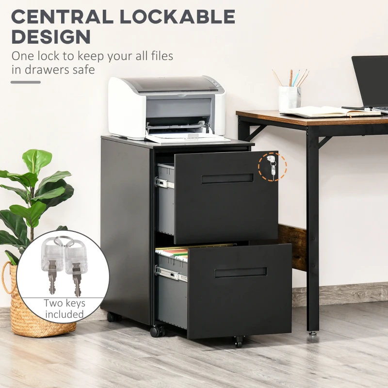 Vinsetto Mobile File Cabinet Home Filing Furniture with Adjustable Partition and Lock