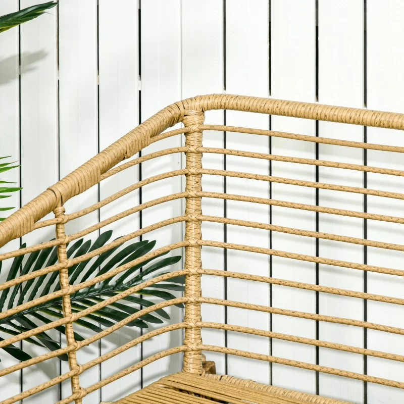 Outsunny Conjunto de Móveis de Vime com Sofá de 2 Lugares 2 Poltronas Mesa de Centro e 4 Almofadas Marrom Claro e Cinza Escuro