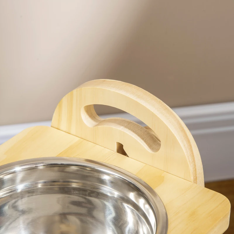 PawHut Raised Dog Bowls with Stand Adjustable Raised Pet Feeder with 2 Removable Stainless Steel Bowls for S, M, L, XL  Dogs, Natural