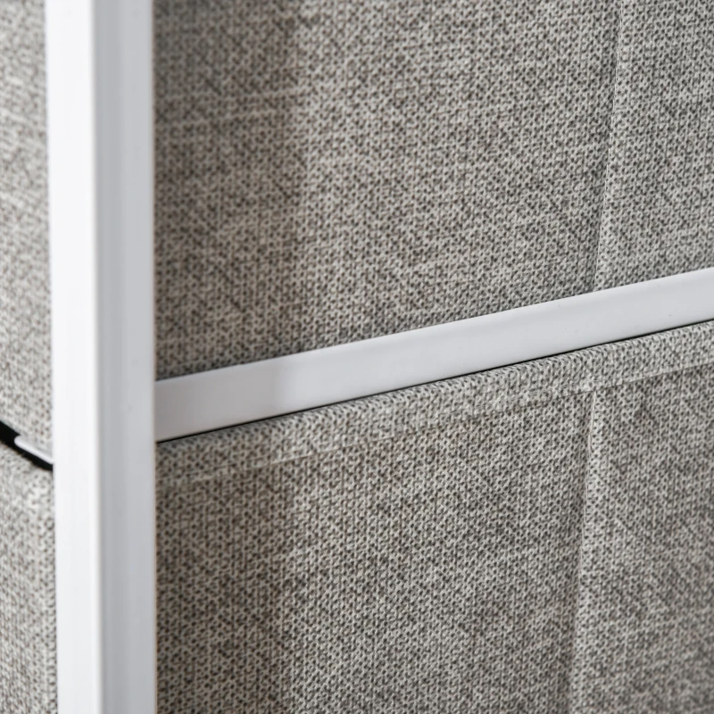 HOMCOM Vertical 3-Tier Linen Drawer Cabinet Organizer Storage Dresser Tower with Metal Frame Adjustable Feet for Living Room, Bathroom, Kitchen, White, Oak and Light Grey