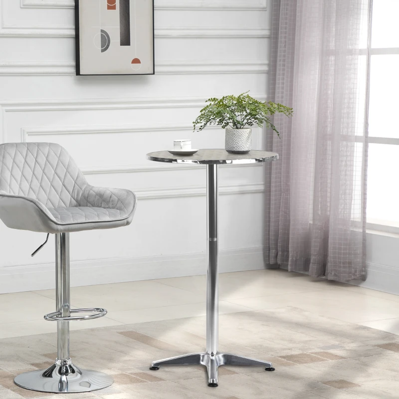 HOMCOM Adjustable Aluminium Bar Table-Silver