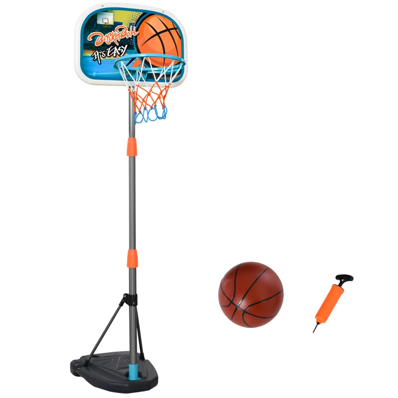 HOMCOM Kids Height Adjustable Aluminium Basketball Hoop Stand w/ Ball