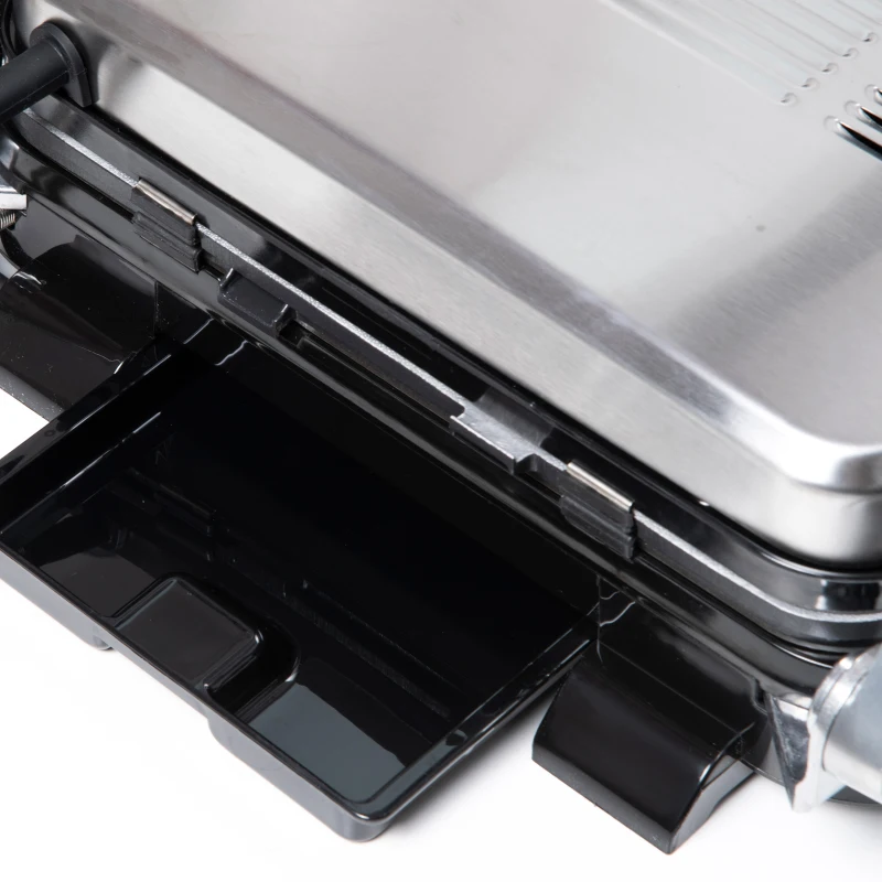 HOMCOM 2100W Health Grill & Panini Press, Electric Non-stick Grill with 8 Automatic Settings, 180° Flat Open, Drip Tray, Removable Plate, Floating Hinges