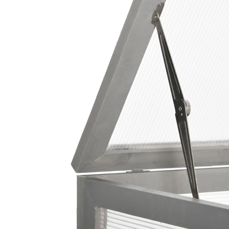 Outsunny 3-tier Wood Greenhouse Garden Polycarbonate Cold Frame Balcony Grow House w/ Storage Shelf for Plants, Flowers, Dark Grey