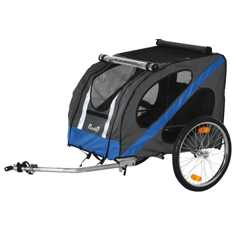 PawHut Dog Bike Trailer, Metal Pet Cart Carrier for Bicycle Kit Water Resistant with Safety Harness, Reflectors, for Large Dogs
