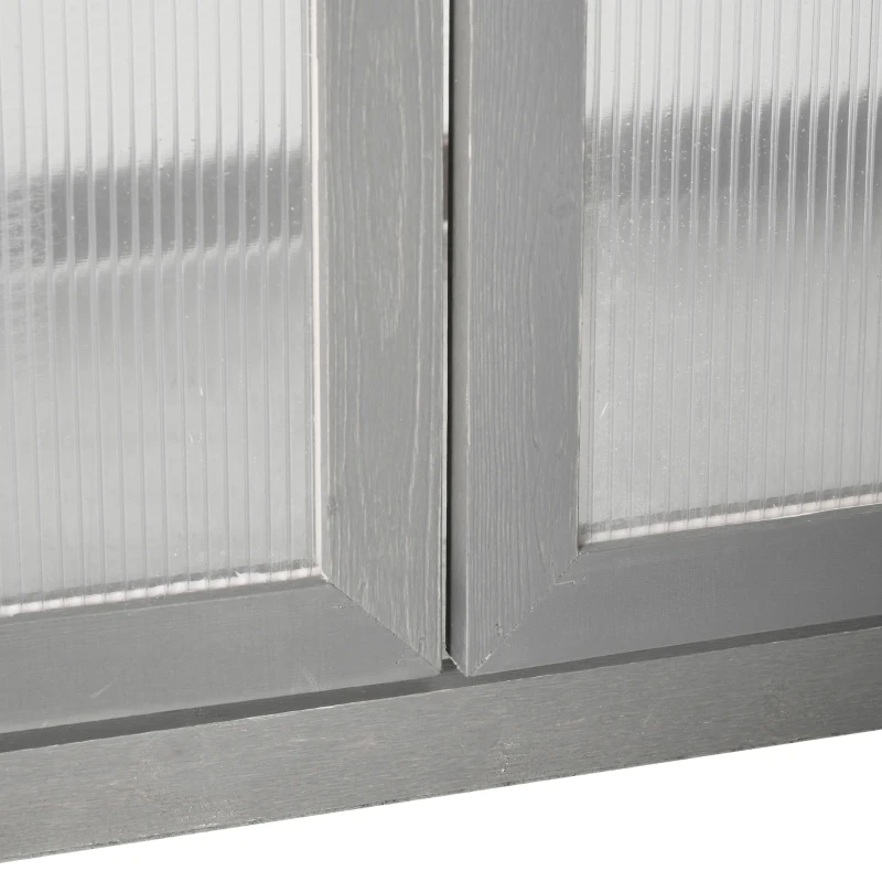 Outsunny 3-tier Wood Greenhouse Garden Polycarbonate Cold Frame Balcony Grow House w/ Storage Shelf for Plants, Flowers, Dark Grey