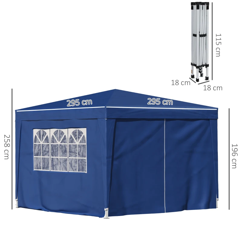 Outsunny 3 x 3m Pop Up Gazebo-Blue