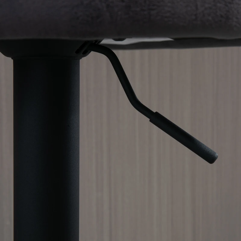 HOMCOM Brown Leather Bar Stools with Backs, Adjustable for Kitchen Islands Set of 2, Swivel Breakfast with Footrest, Armrests