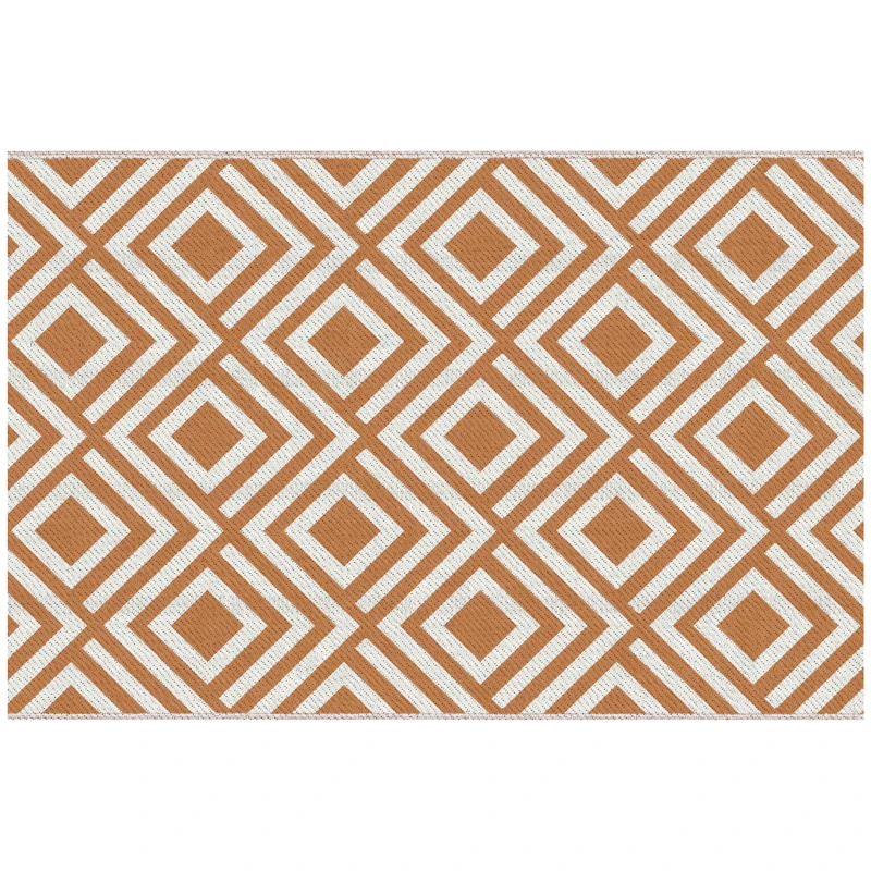 Outsunny Tapete de Exterior Reversível de Plástico Impermeável para para Varanda Pátio Campismo Praia 182x274cm Marrom e Branco