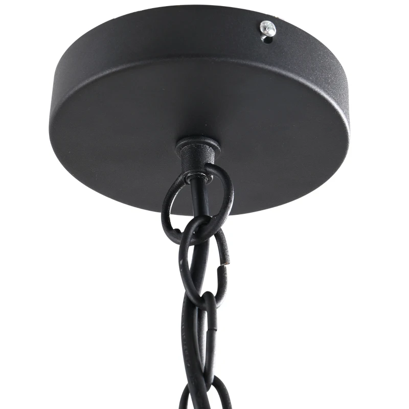 HOMCOM Candelabru Suspendat si Impletit pentru Tavan, Lustra din Otel cu 5 Sfesnice, Plafoniera suspendata, 158x45Hcm Negru