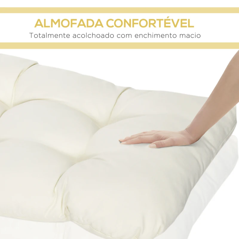 Outsunny Almofada para Bancos de 2 Lugares Almofada Retangular para Interiores e Exteriores Lavável 110x48x8cm Creme