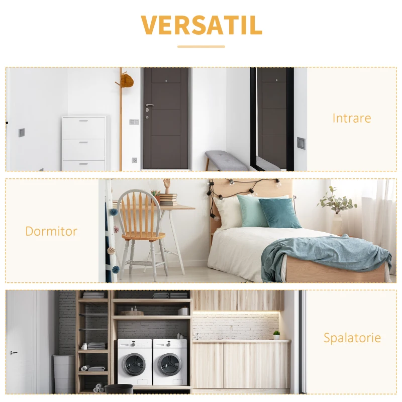 HOMCOM Suport de imbracaminte din bambus , cu 2 rafturi de depozitare, 2 carlige si sina de agatat pentru intrare, dormitor si birou, natural