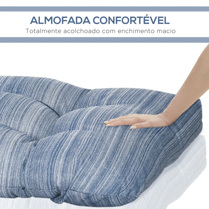 Outsunny Almofada para Bancos de 2 Lugares Almofada Retangular para Interiores e Exteriores Lavável 110x48x8cm Azul