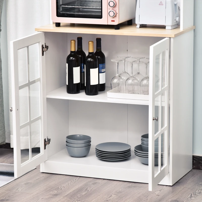 Buffet modern Homcom din lemn MDF alb cu 2 vitrine 80 x 37 x 183 cm(m-9)