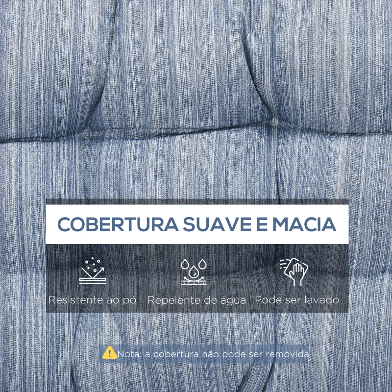 Outsunny Almofada para Bancos de 2 Lugares Almofada Retangular para Interiores e Exteriores Lavável 110x48x8cm Azul