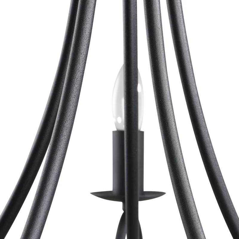 HOMCOM Candelabru Suspendat si Impletit pentru Tavan, Lustra din Otel cu 5 Sfesnice, Plafoniera suspendata, 158x45Hcm Negru