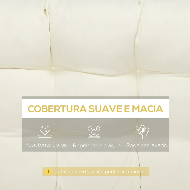 Outsunny Almofada para Bancos de 2 Lugares Almofada Retangular para Interiores e Exteriores Lavável 110x48x8cm Creme