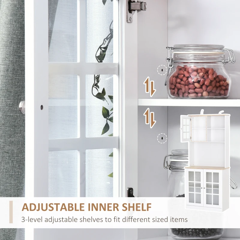 Buffet modern Homcom din lemn MDF alb cu 2 vitrine 80 x 37 x 183 cm(m-6)
