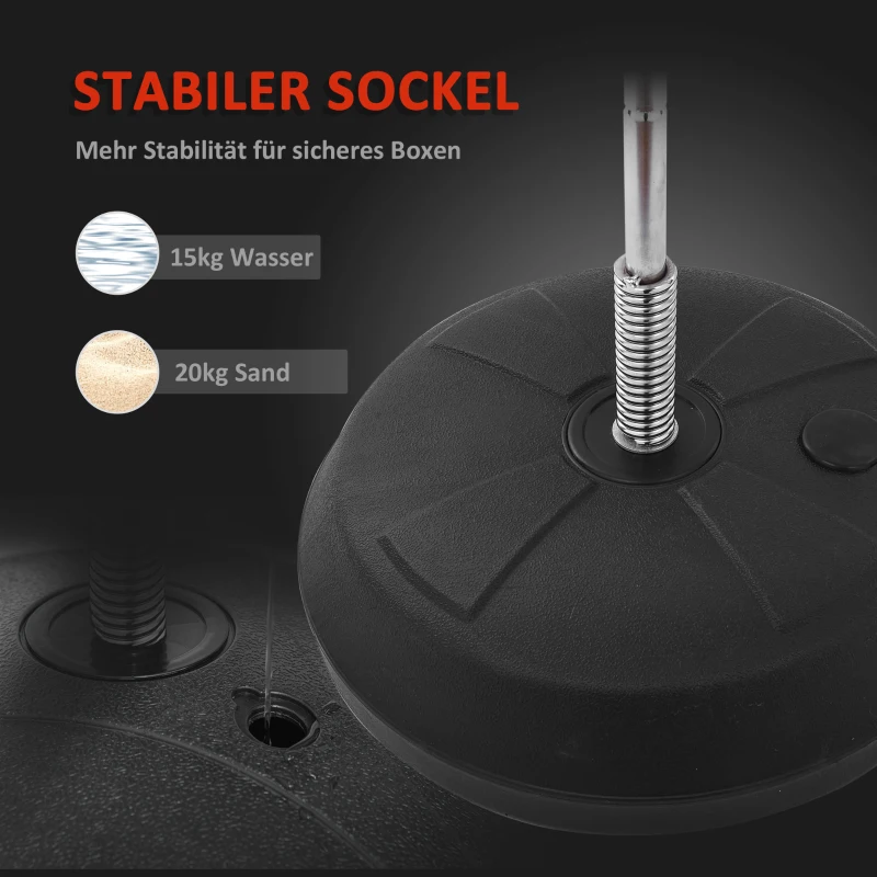 HOMCOM Punchingball Set Standbox Training Set 125/131/138/145cm höhenverstellbar mit 1 paar Handschuhe 1 Pump Geeignet für Profis und Anfänger Rot