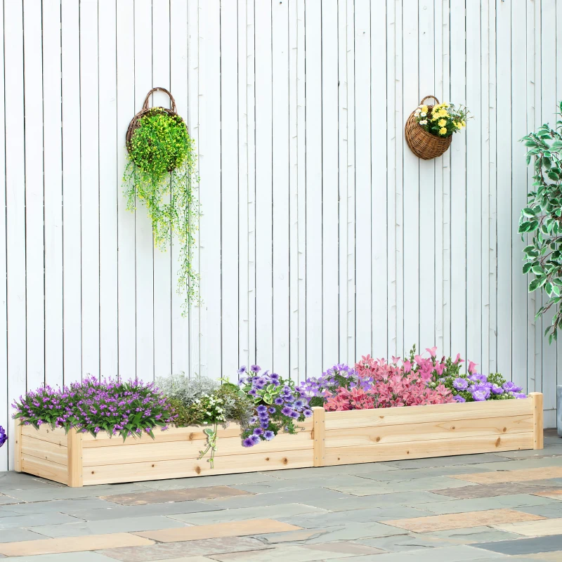 Outsunny bloembak, plantenbak met 2 plantplekken voor groenten in de tuin