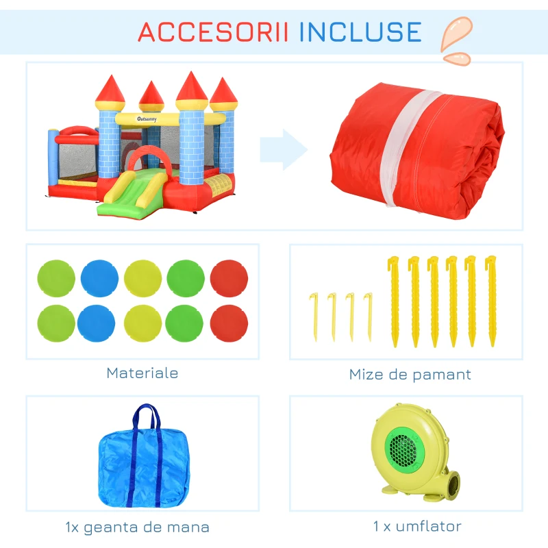 Outsunny castel gonflabil copii 280x260x210cm, multicolor(m-8)