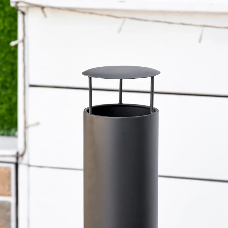Outsunny Lareira de Jardim com Atiçador e Chaminé para Fumaça 30x30x105cm Preto
