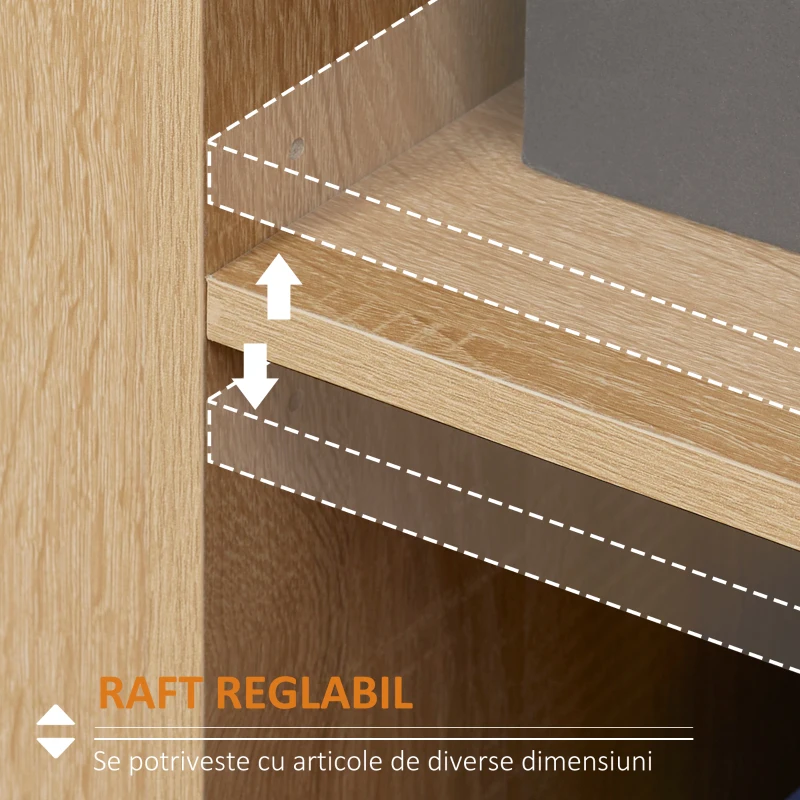 HOMCOM Bufet modern cu dulap de depozitare, cu sertar si raft reglabil pentru living, dormitor, hol, natural