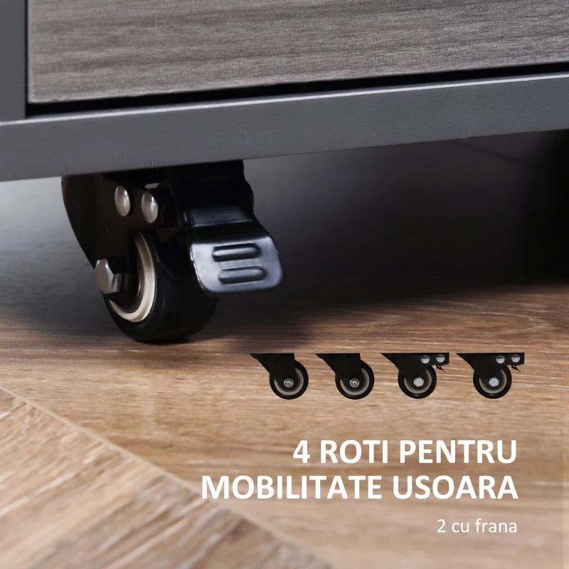 HOMCOM Noptiera, masuta de cafea cu sertare pentru living, dormitor, gri inchis