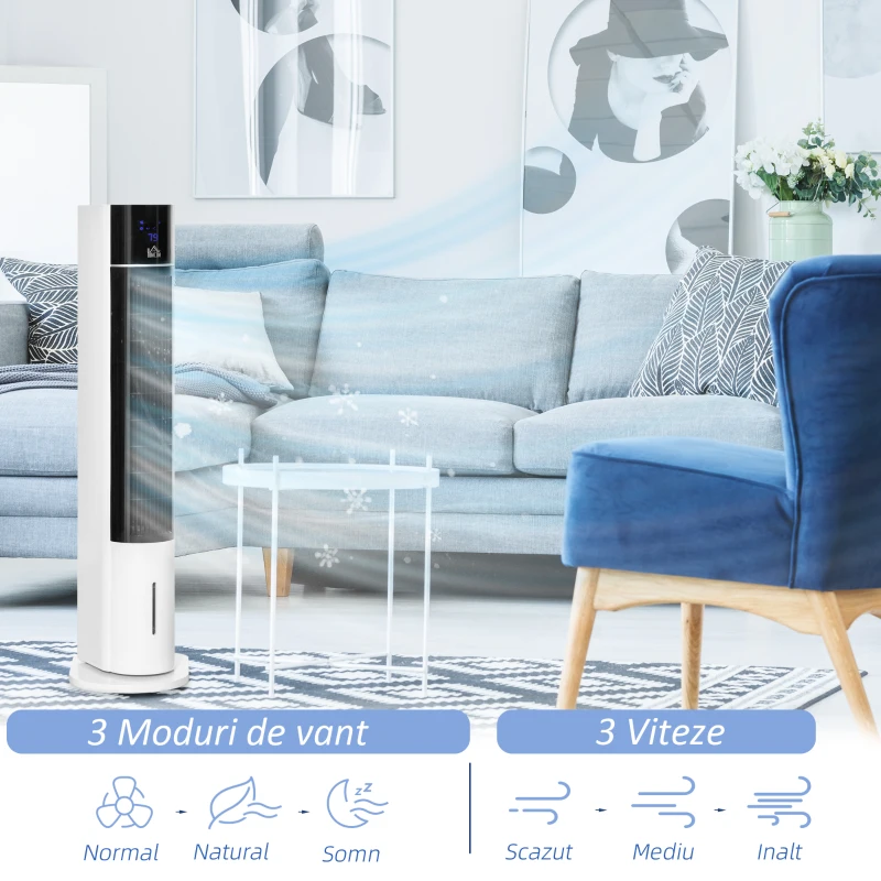 Homcom Ventilator Racire Evaporativa – 3 Viteze & Telecomanda