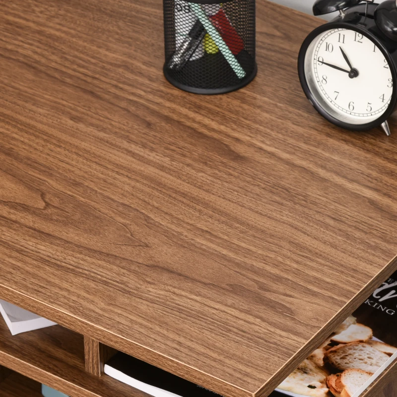 HOMCOM Computer Desk with Shelf, Drawer Writing Table for Home Study, Office, Brown