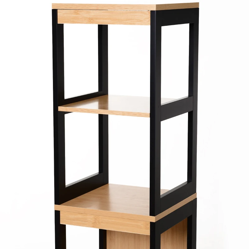 Kleankin Tall Cabinet, Bathroom Free Standing Cabinet, Bamboo Tall Storage Cabinet with Shelf, Freestanding  Furniture