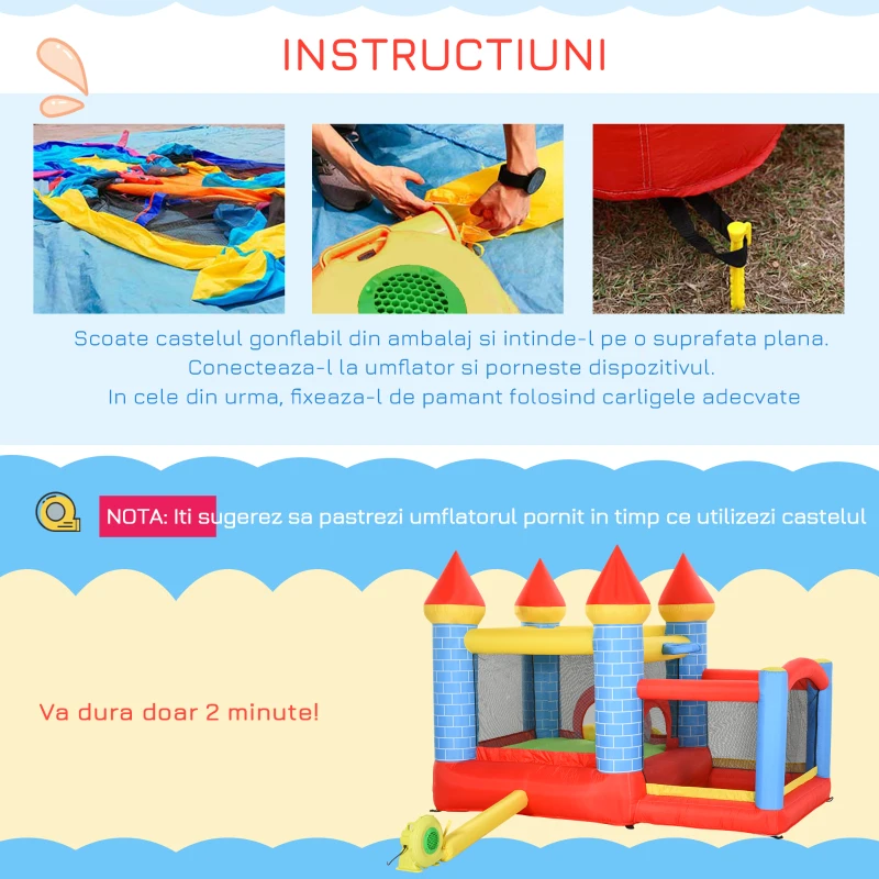 Outsunny castel gonflabil copii 280x260x210cm, multicolor(m-6)